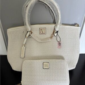 Victoria's Secret Cream Tote and Wallet Set